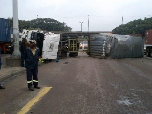 Two injured in truck crash before Edwin Swales in Durban Edwin Swales and South Coast Rd