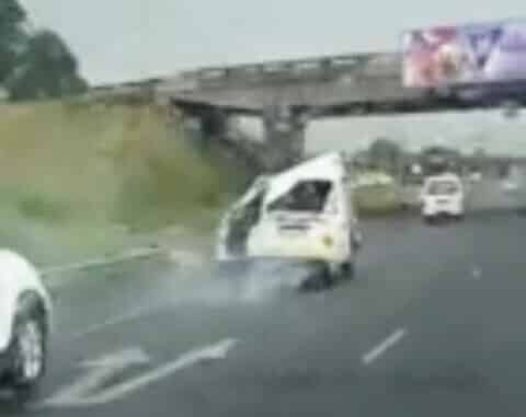 Watch: Careless driver forces rolled over taxi back onto the road IMG 20170220 165747 954