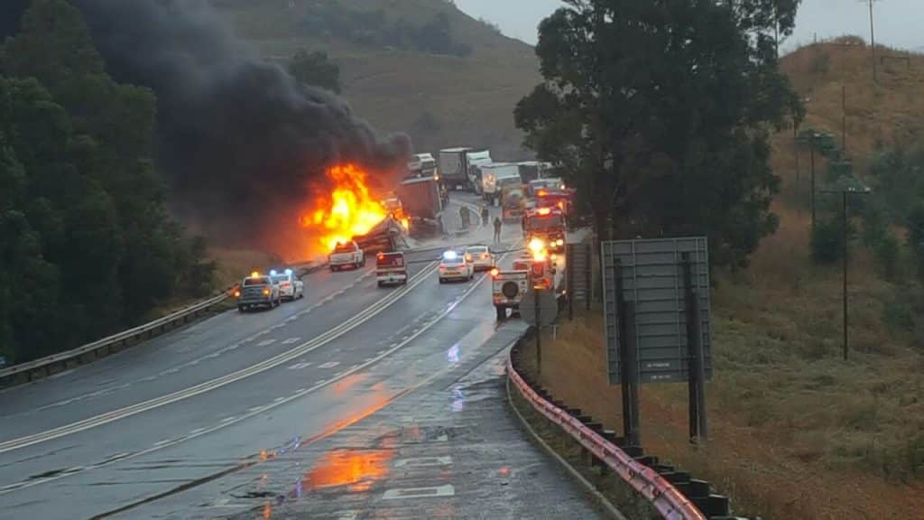 Trucks collide, burst into flames killing one, another critical IMG 20170513 WA0035