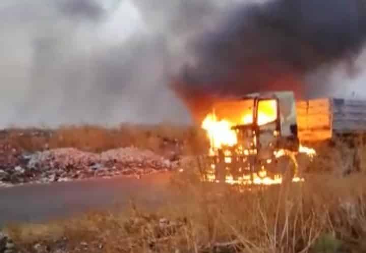 Watch: Truck drivers run for dear life as trucks are torched in NW 20190918 180732
