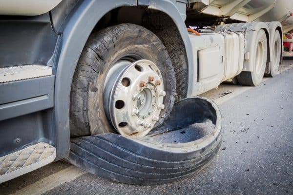 truck front tyre burst