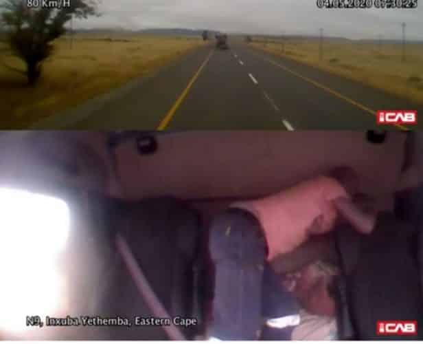 dashcam shows truck driver left seat