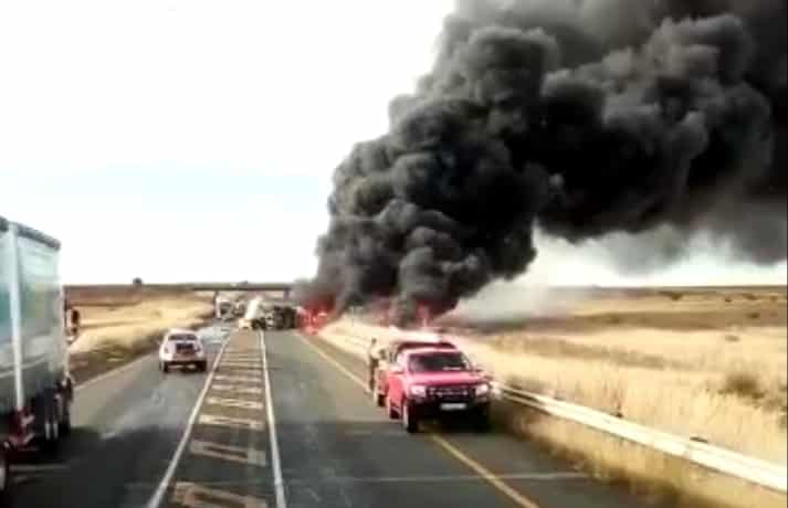 n1 closed truck accident fire