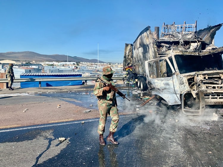 trucks torched dunoon protests