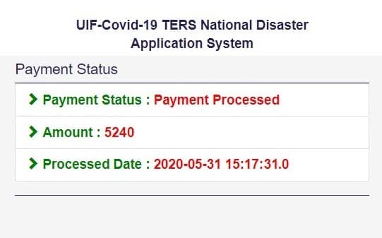 how to check your UIF TERS payment status