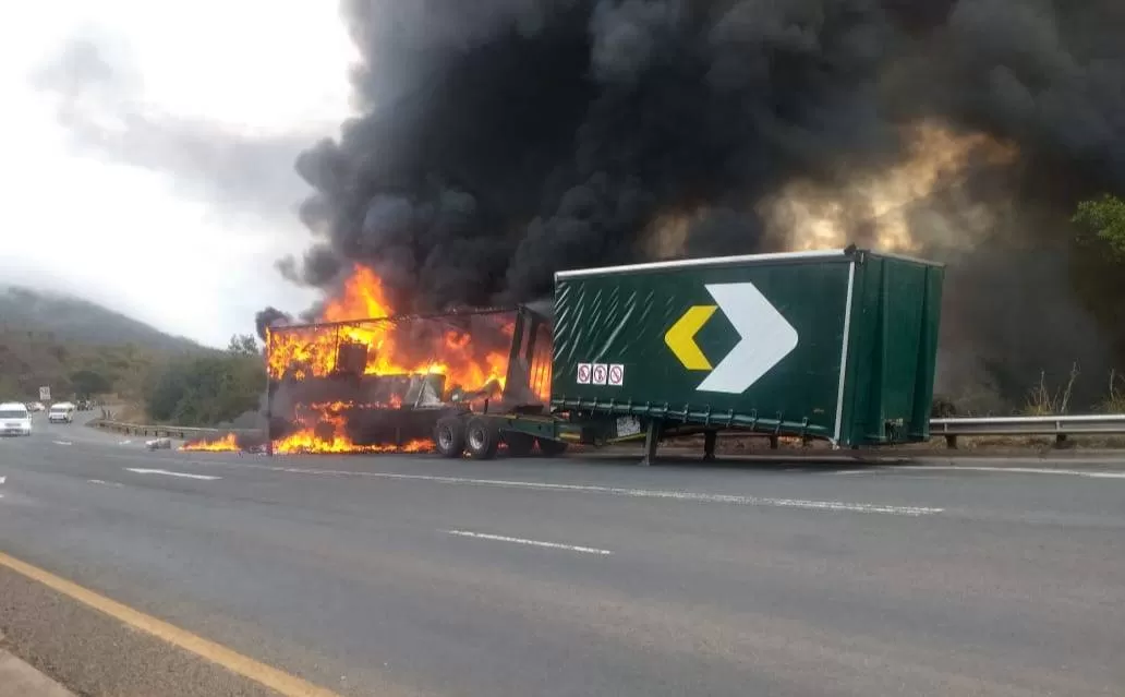 manline freight trailer burns