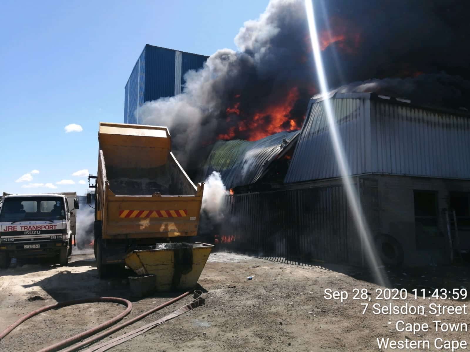 Watch: JRE Transport factory burns down destroying trucks injuring one 20200929 193009