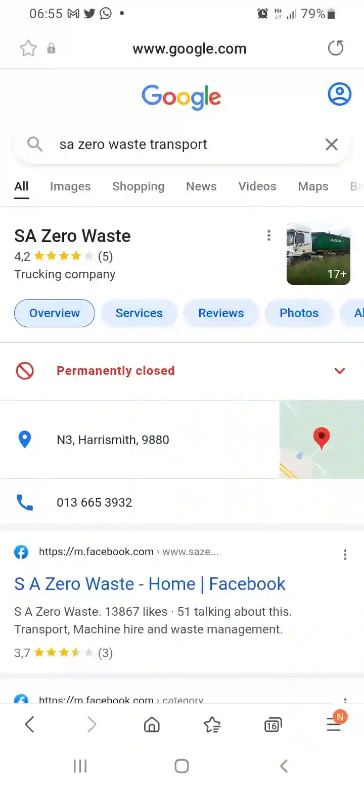 SA Zero Waste google my business closed permanently 