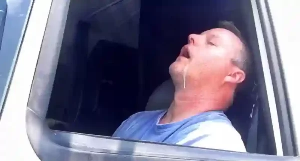exhausted truck driver