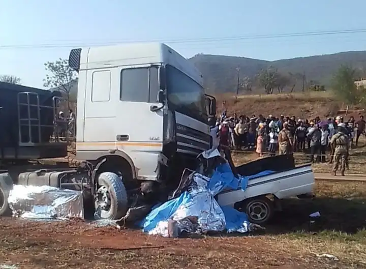 Side tipper truck collides with scholar transport van killing 10 people in Pongola