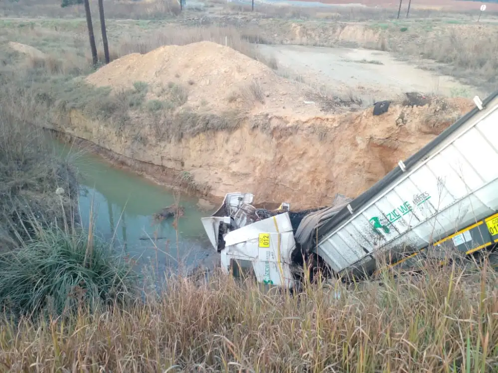 Watch: Truck crash leads to discovery of two bodies dumped in trench near Orgies
