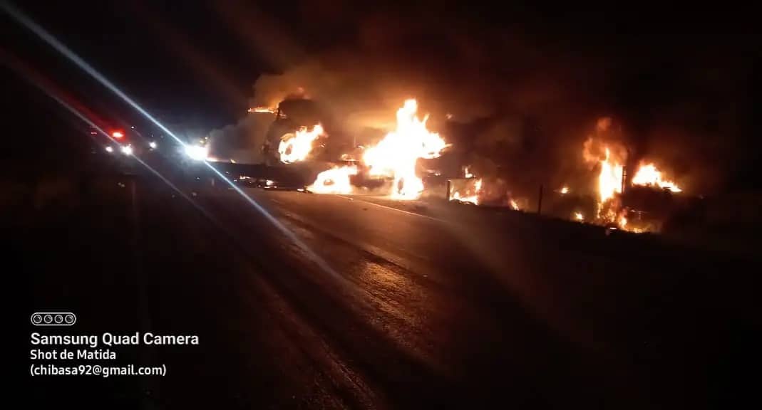 N3 north closed at Dasville after three trucks collide and catch fire