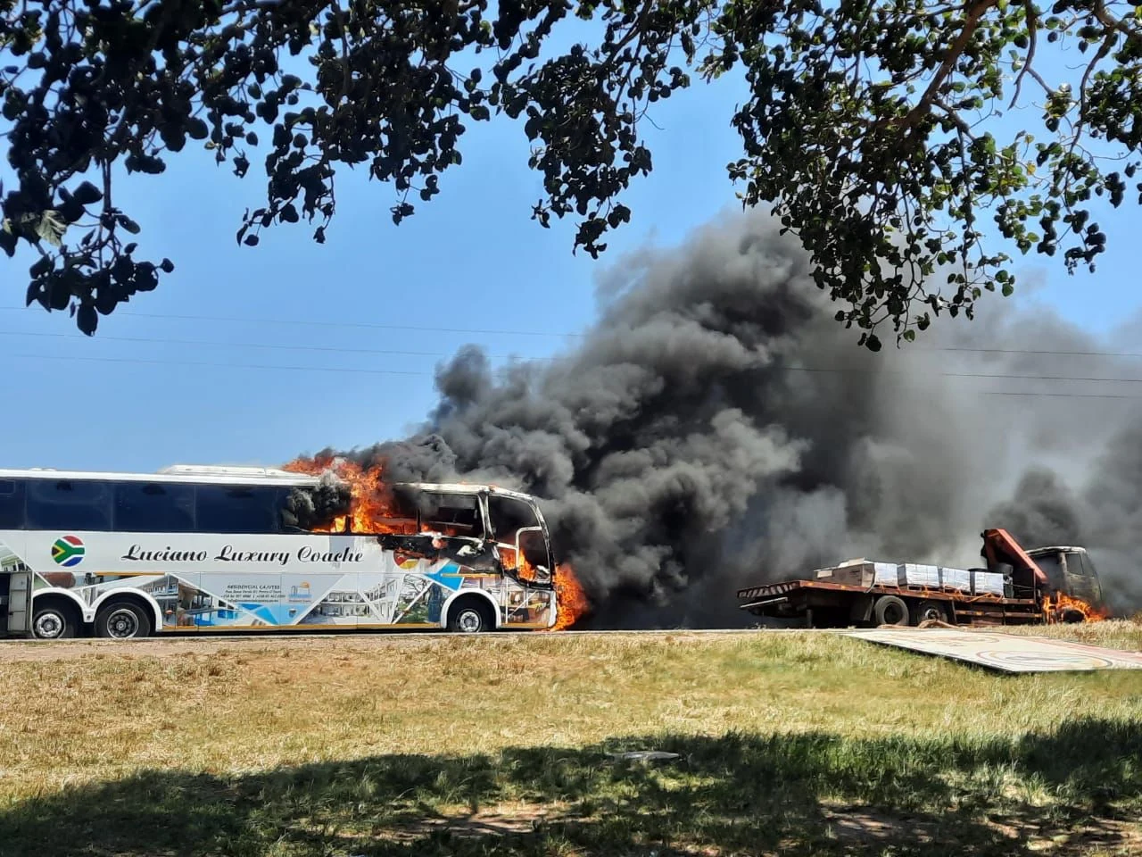 Truck and bus set alight during protest over cross-border crime in northern KZN
