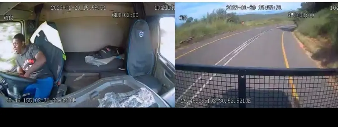 Dashcam captures trucker losing control and crash at 106km/h
