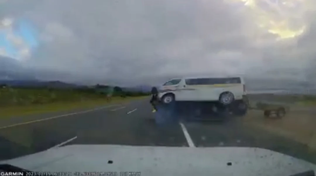 Dashcam captures taxi hit bakkie and roll 3 times