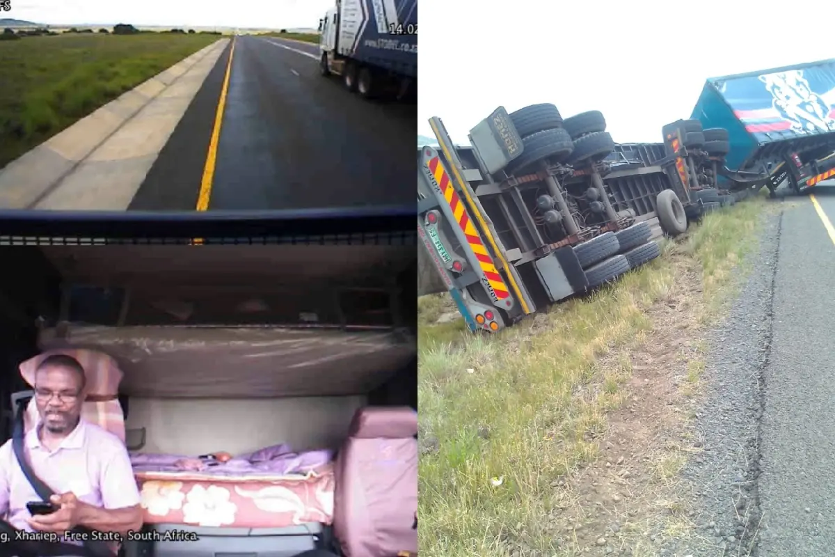 Dashcam reveals trucker who lost load on N1 near Bloemfontein was driving distracted