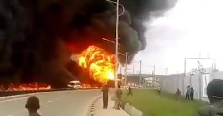 Watch: Scary scenes as petrol tanker explodes and burn in Lusaka