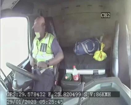 Dashcam captures truck driver self-pleasuring himself leading to crash