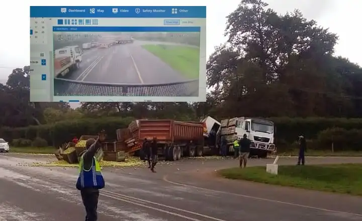 Dashcam Shows How Tipper Truck Crashed Into Another Truck In Villiersdorp