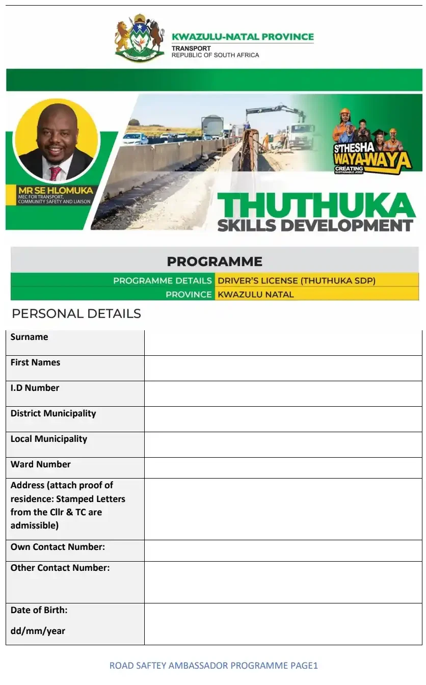 thuthuka skills development application form