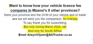 KZN truck licences no longer most expensive Free comparison